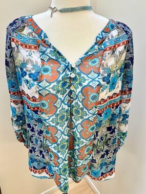 FIGUEROA & flower (Anthropologie) Blouse | Size Med | Lightweight Semi-Sheer